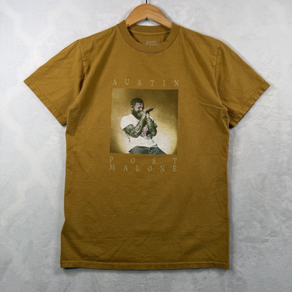 Post Malone Austin 2023 Tour Golden Yellow T-Shirt Men's Size Medium
